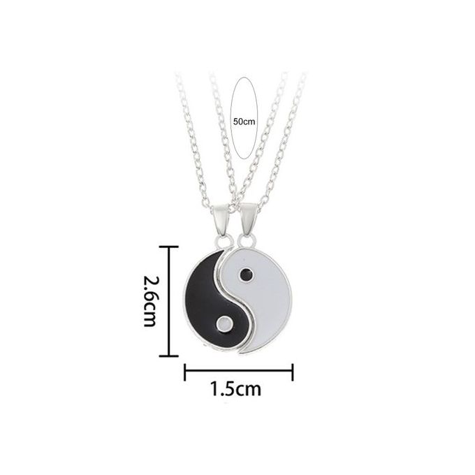 2Pcs Traditional Simple Couple Necklaces Gift Tai-Silver