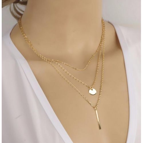 Share this product   Fashion Female Three-layer Metal Necklace-Gold